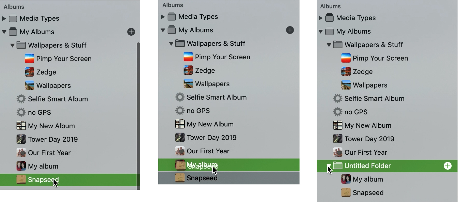Create Folder with Albums Mac