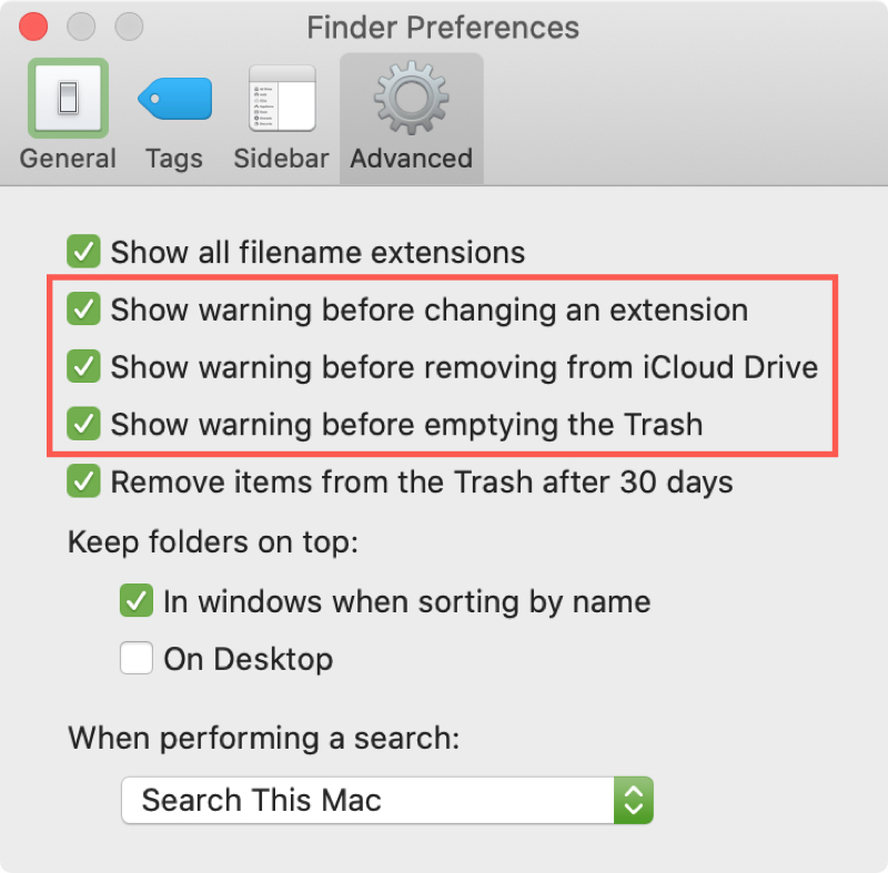 Finder Show Warnings Mac