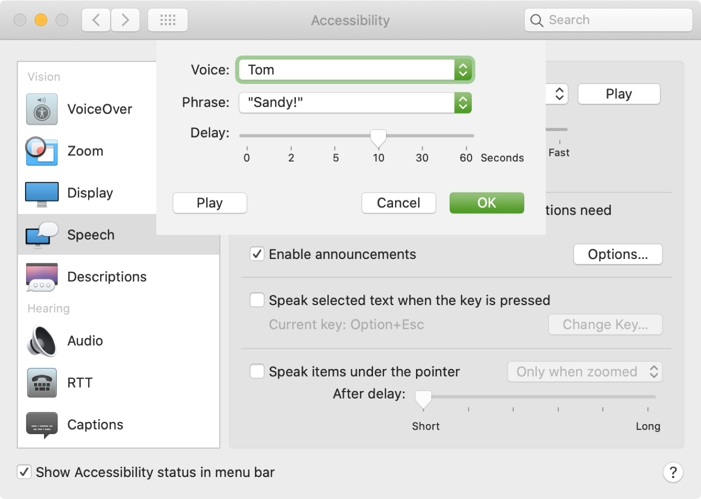 Mac Accessibility Enable Announcements Options