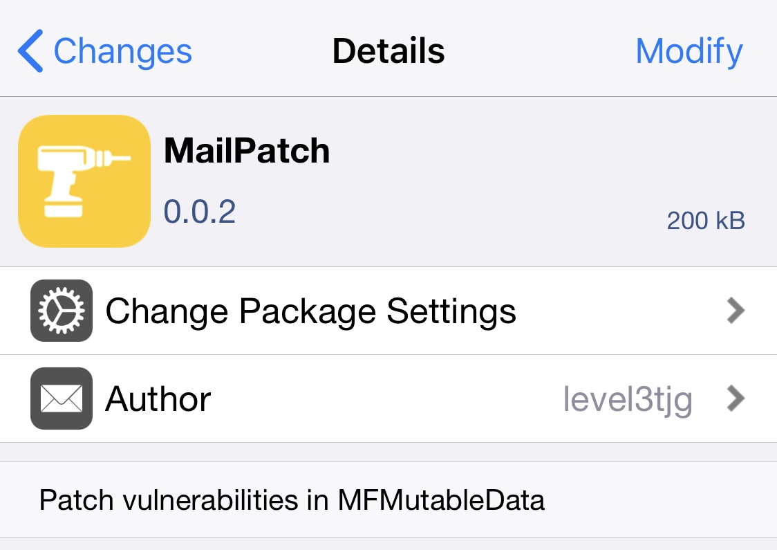 Улучшение джейлбрейка MailPatch устраняет уязвимость в приложении Почта iOS 34