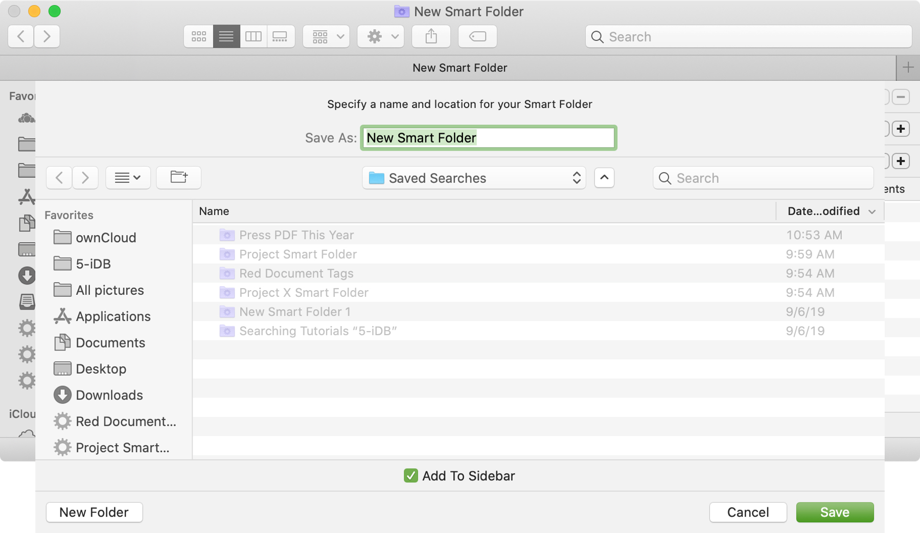 Save New Smart Folder Mac