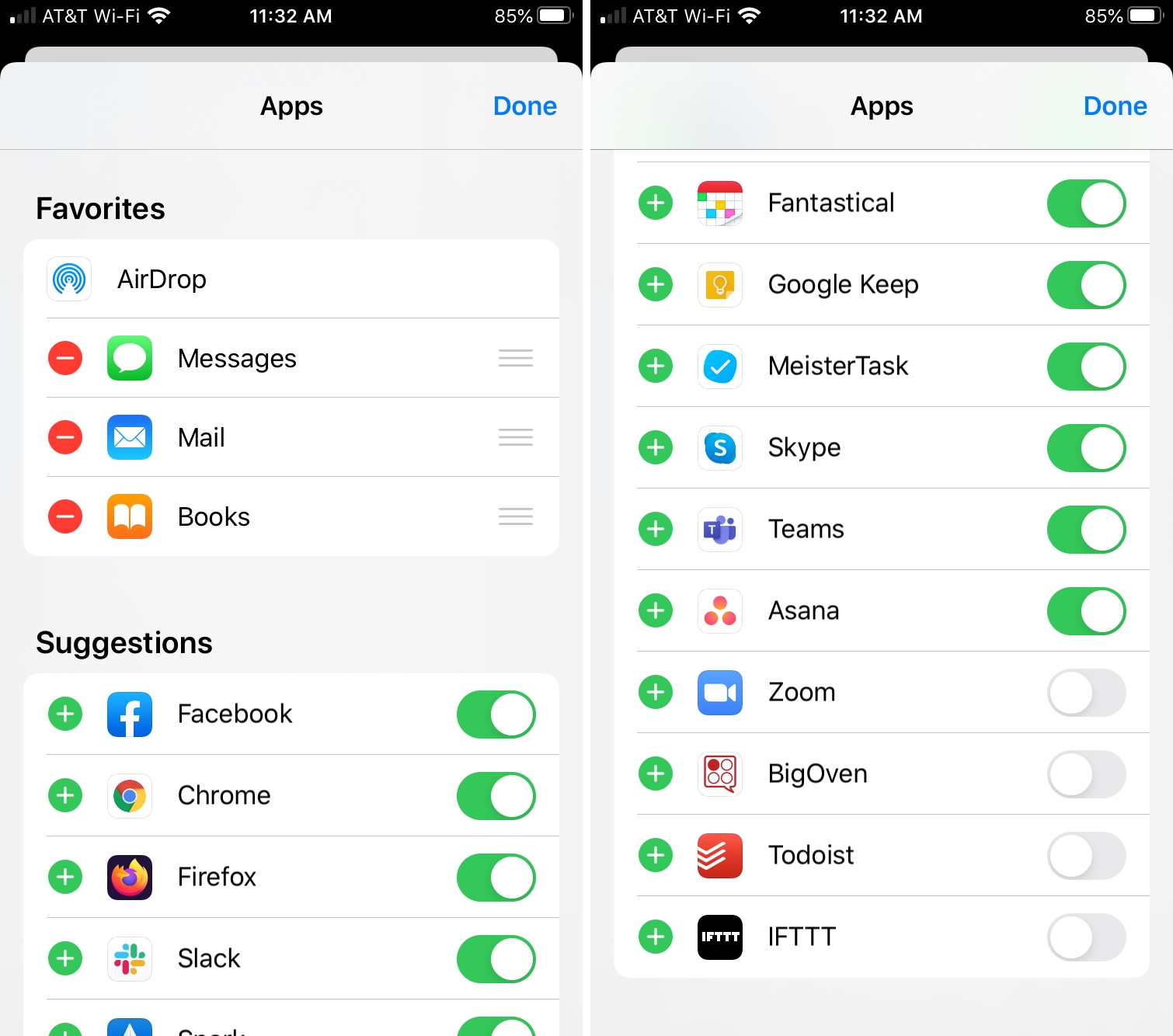 iPhone Customize Apps Share Sheet