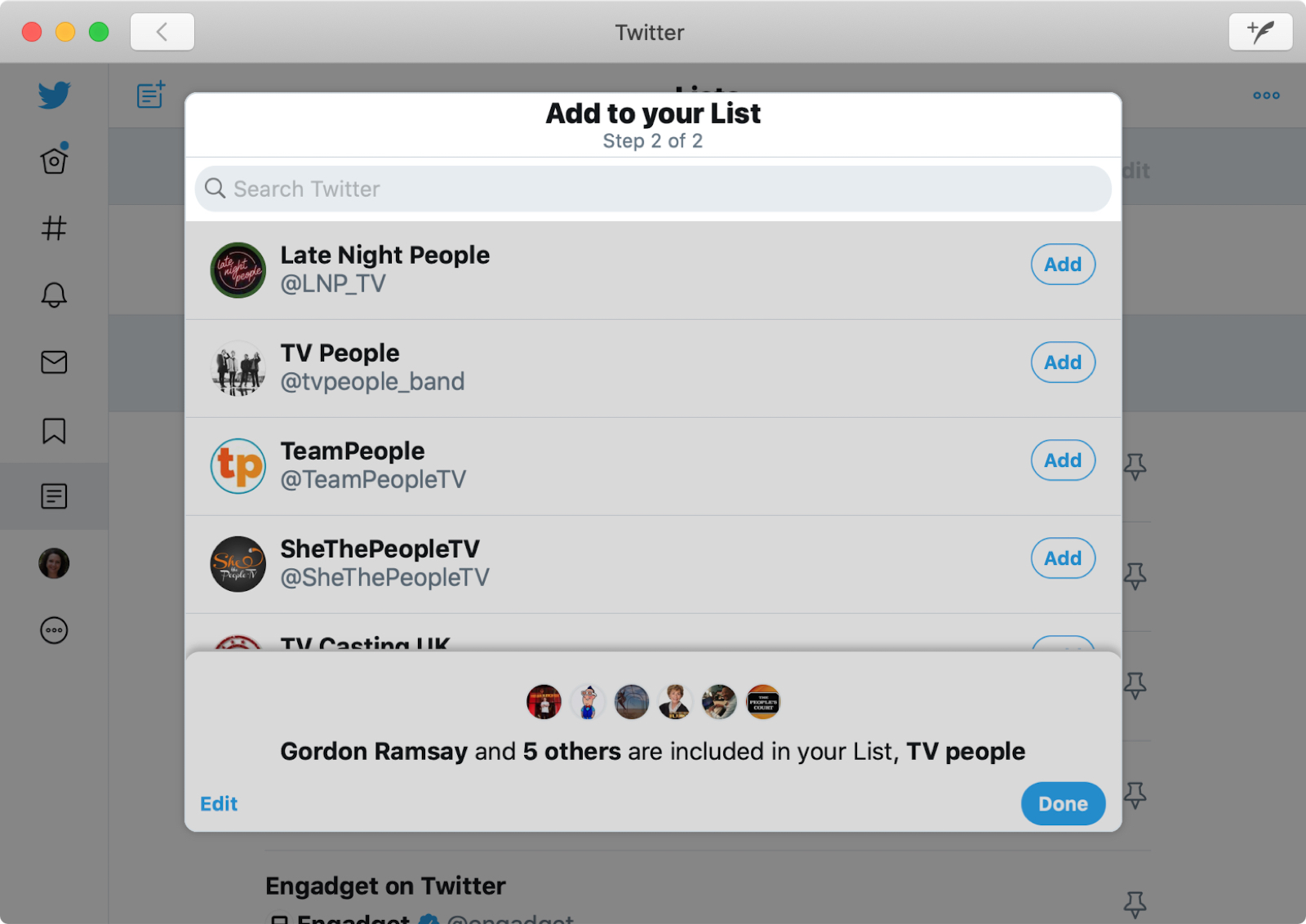 Add Members Twitter List on Mac