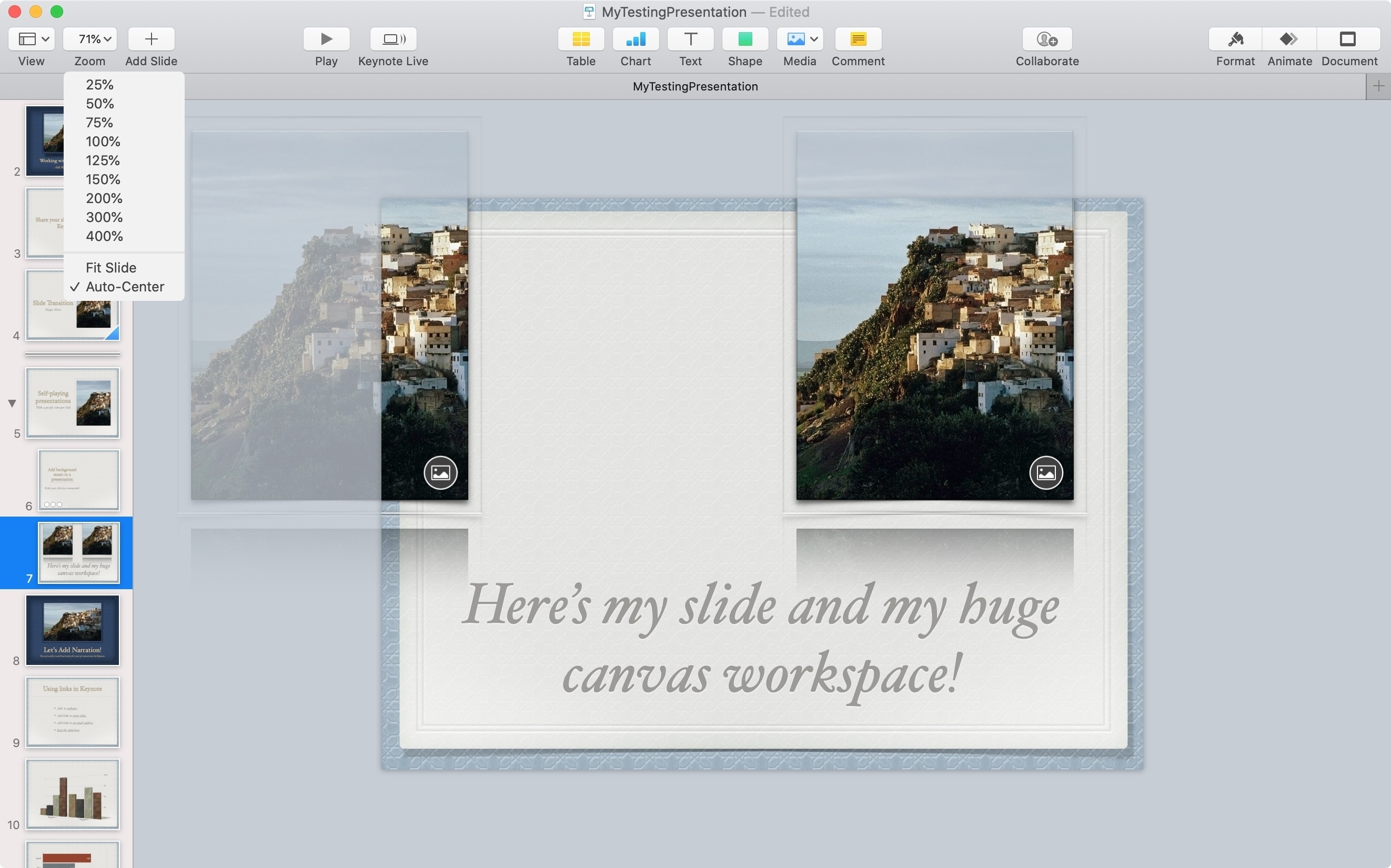 Keynote Exit Expand Canvas Workspace Mac