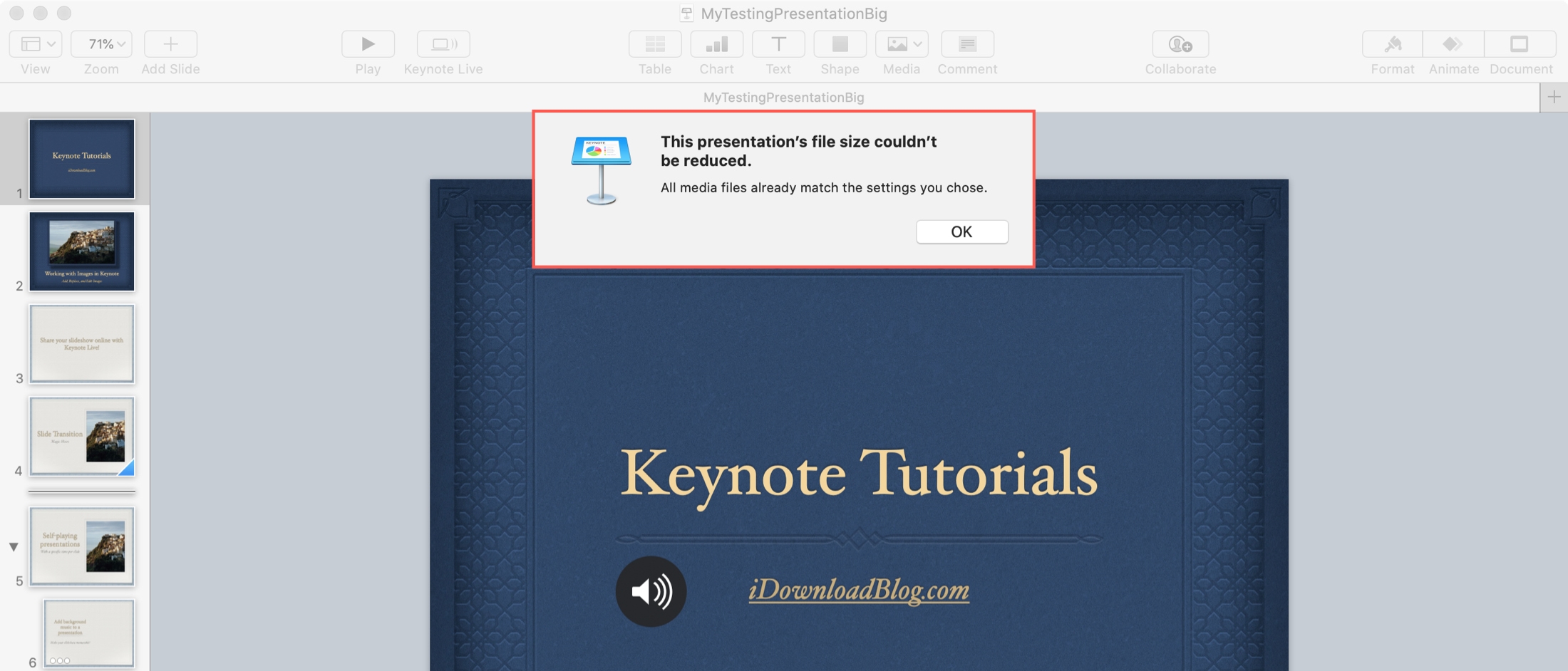 Keynote Reduce File Size Cannot Mac