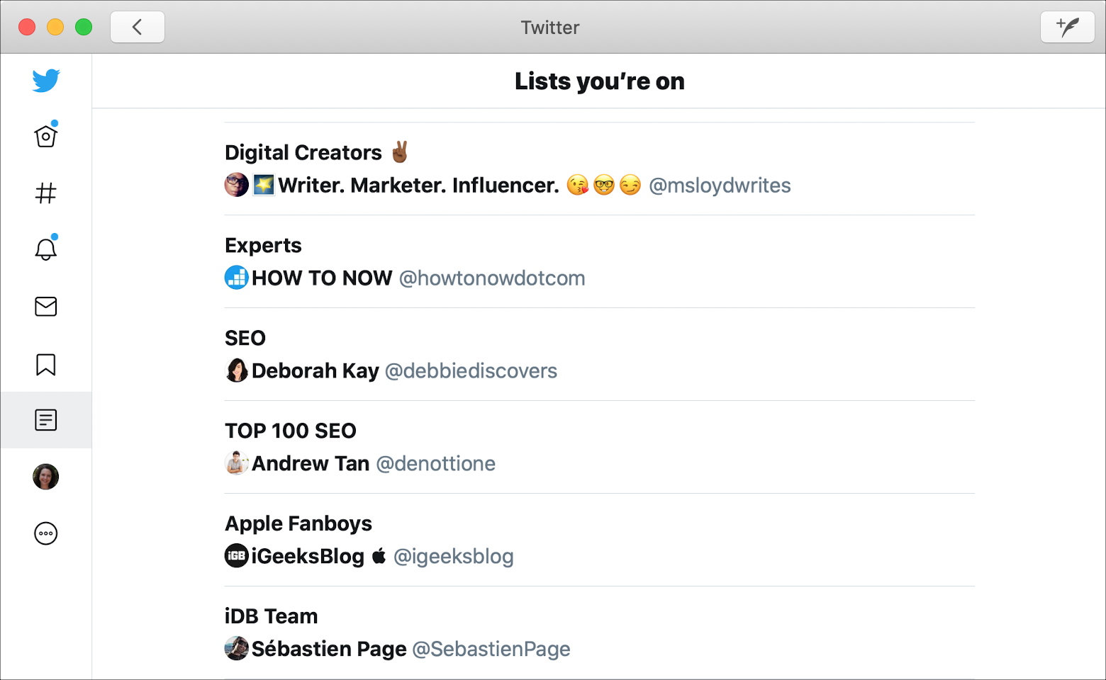 Twitter List of Lists Youre On Mac