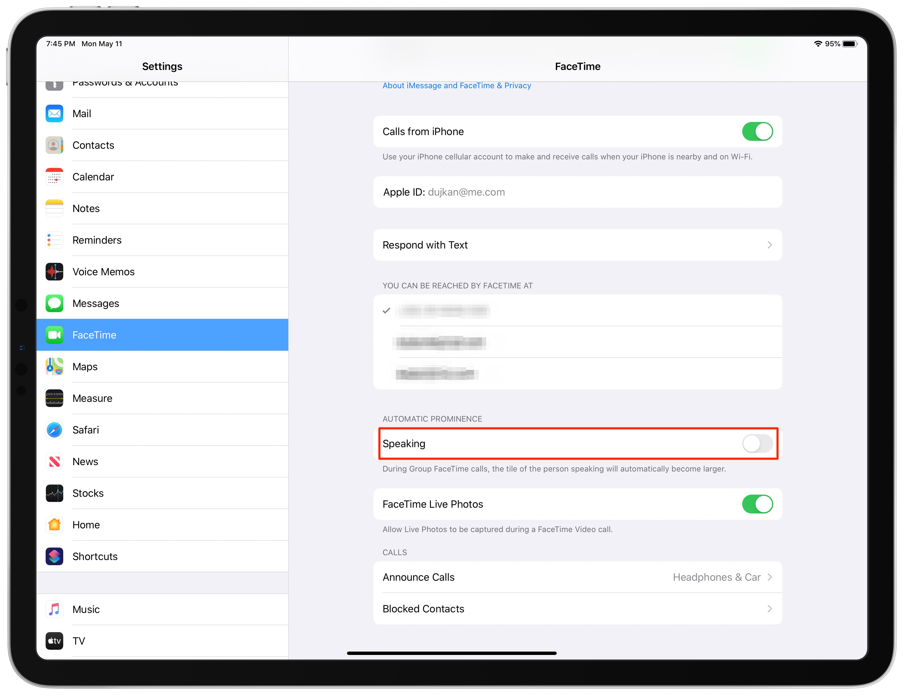 iOS 13.5 iPadOS Group FaceTime automatic prominence disabled