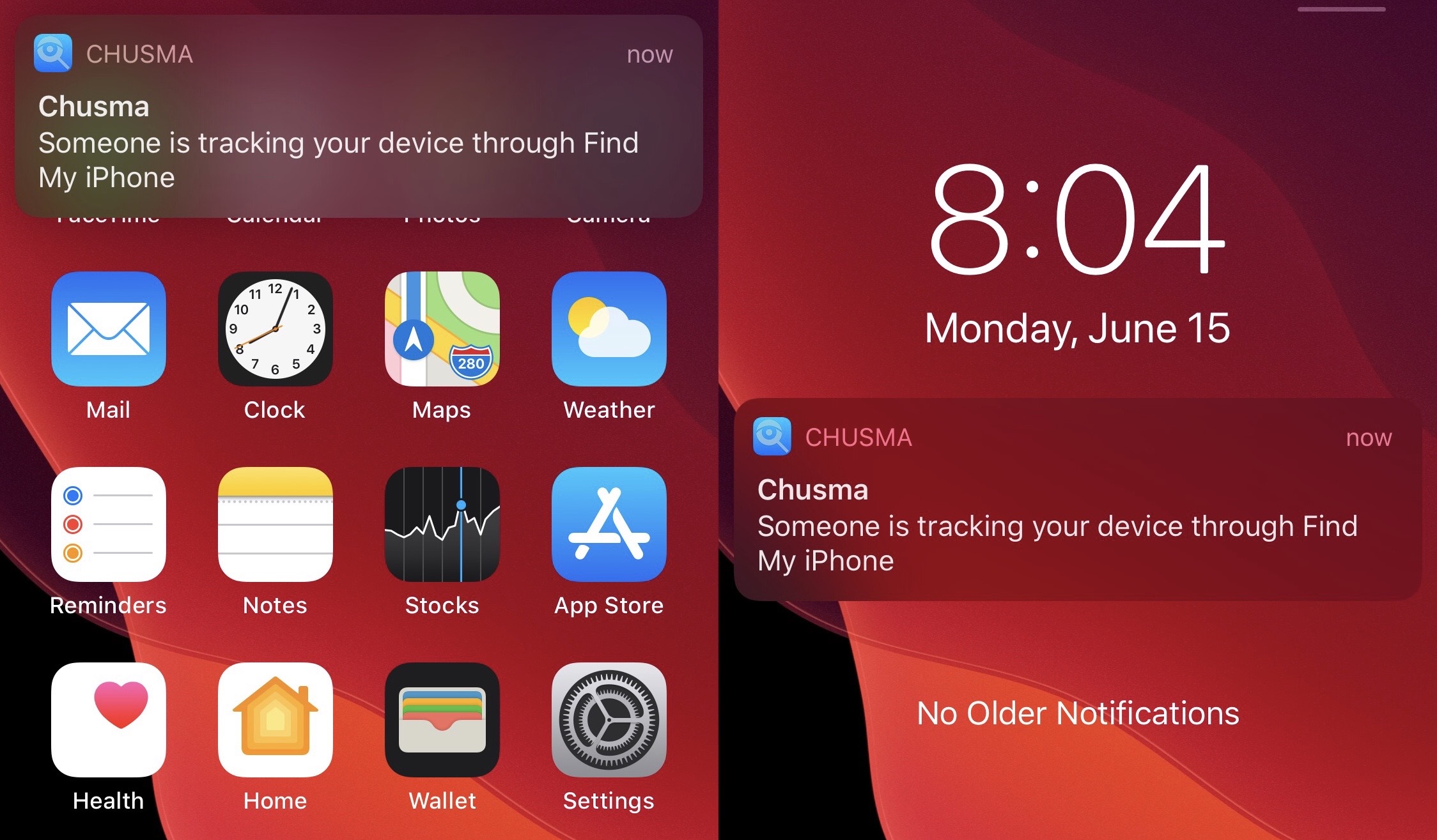 Notification when your iPhone’s location is being used to track you.