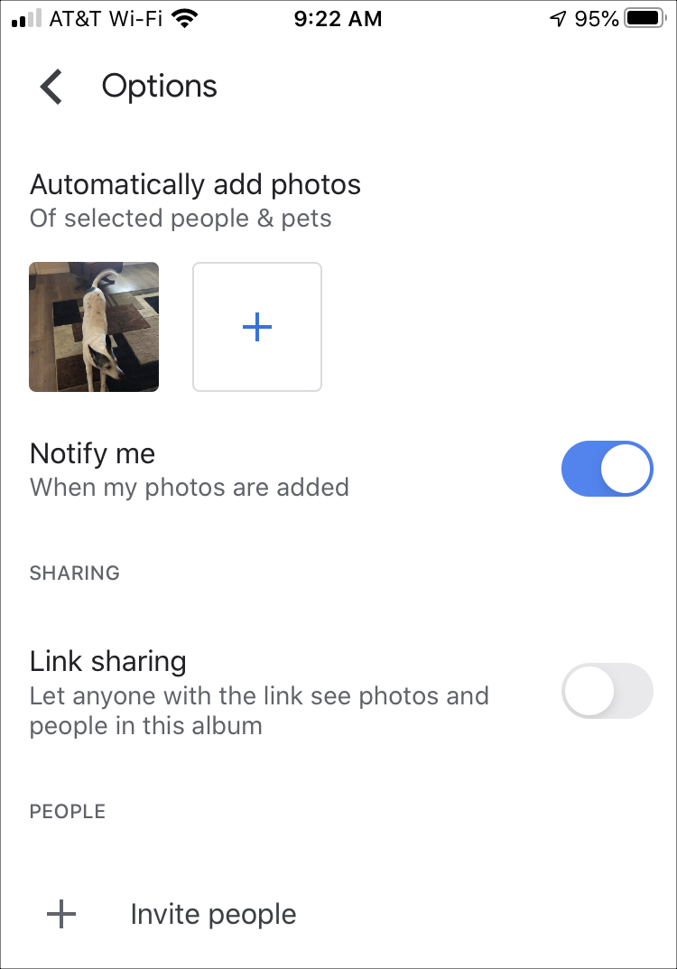 Google Photos AutoUpdating Album Options iPhone
