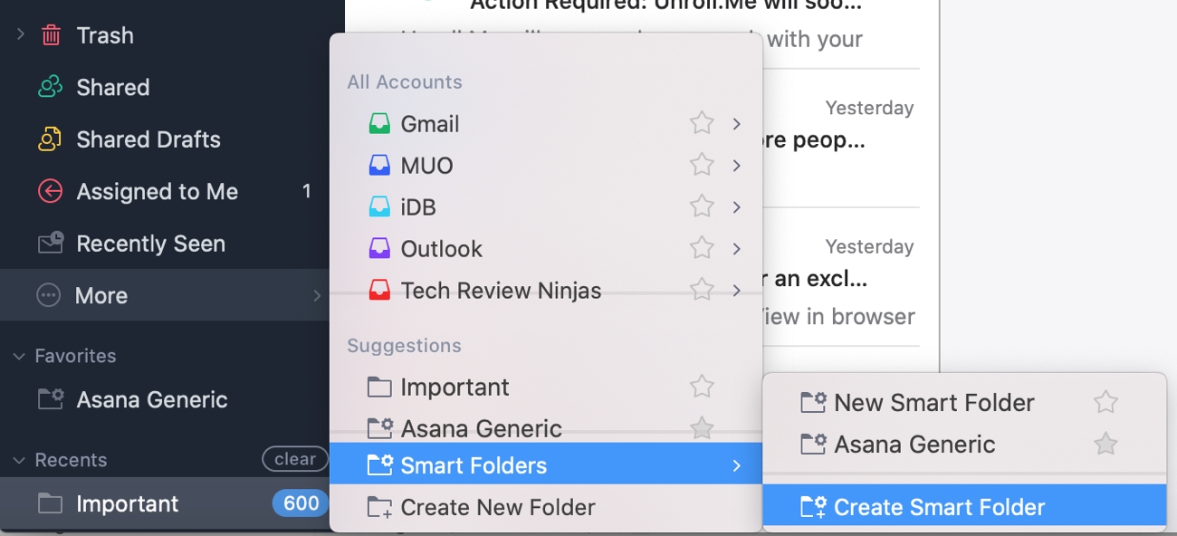 Spark Mac Create Smart Folder