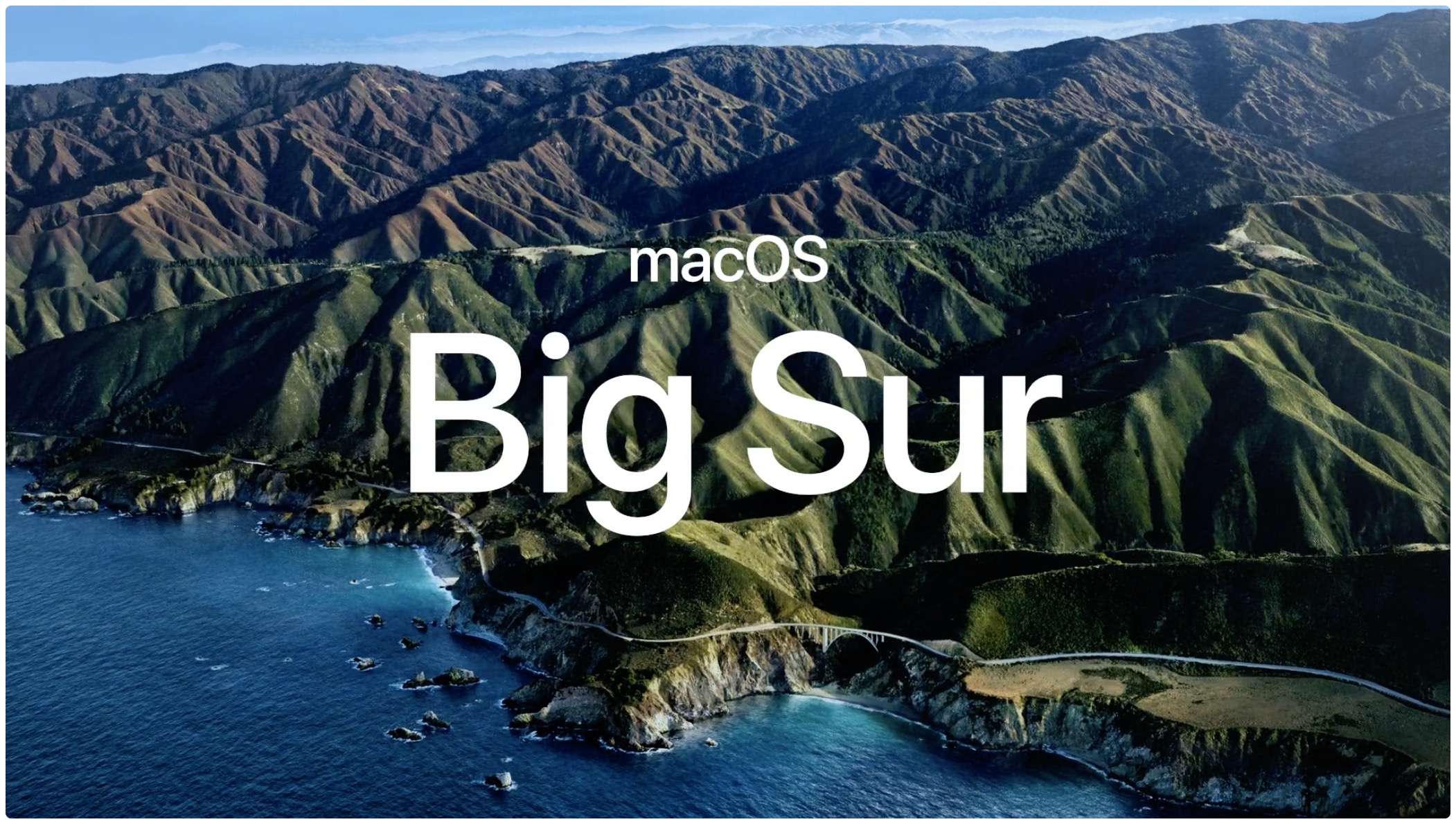 Het promotionele beeld van Apple voor de macOS Big Sur-software-update voor Mac-computers