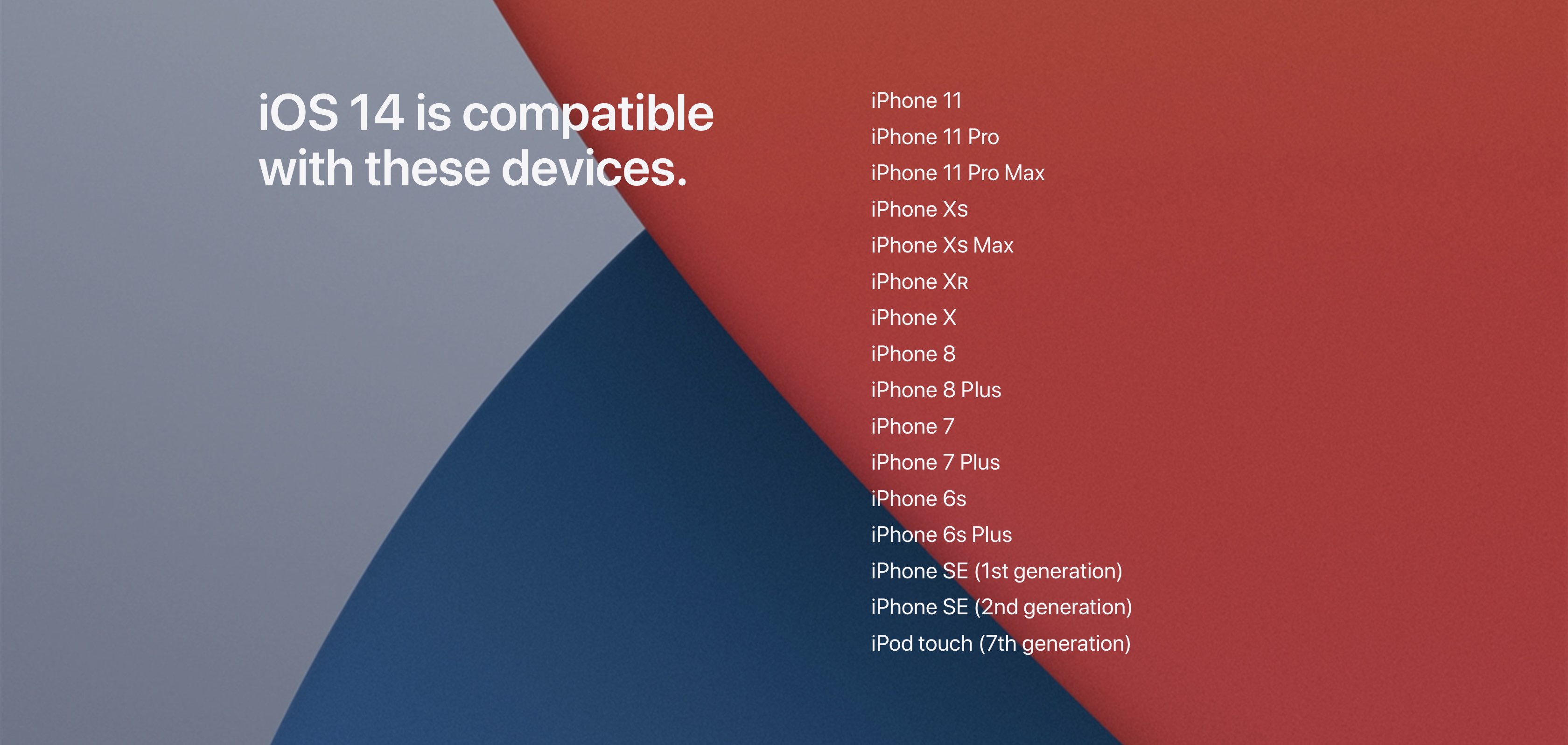 iOS 14 system requirements iPhone and iPod touch device compatibility list