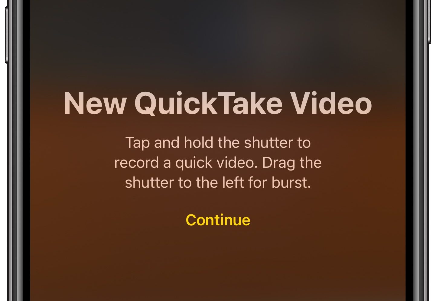 iPhone camera QuickTake - Camera app splash screen