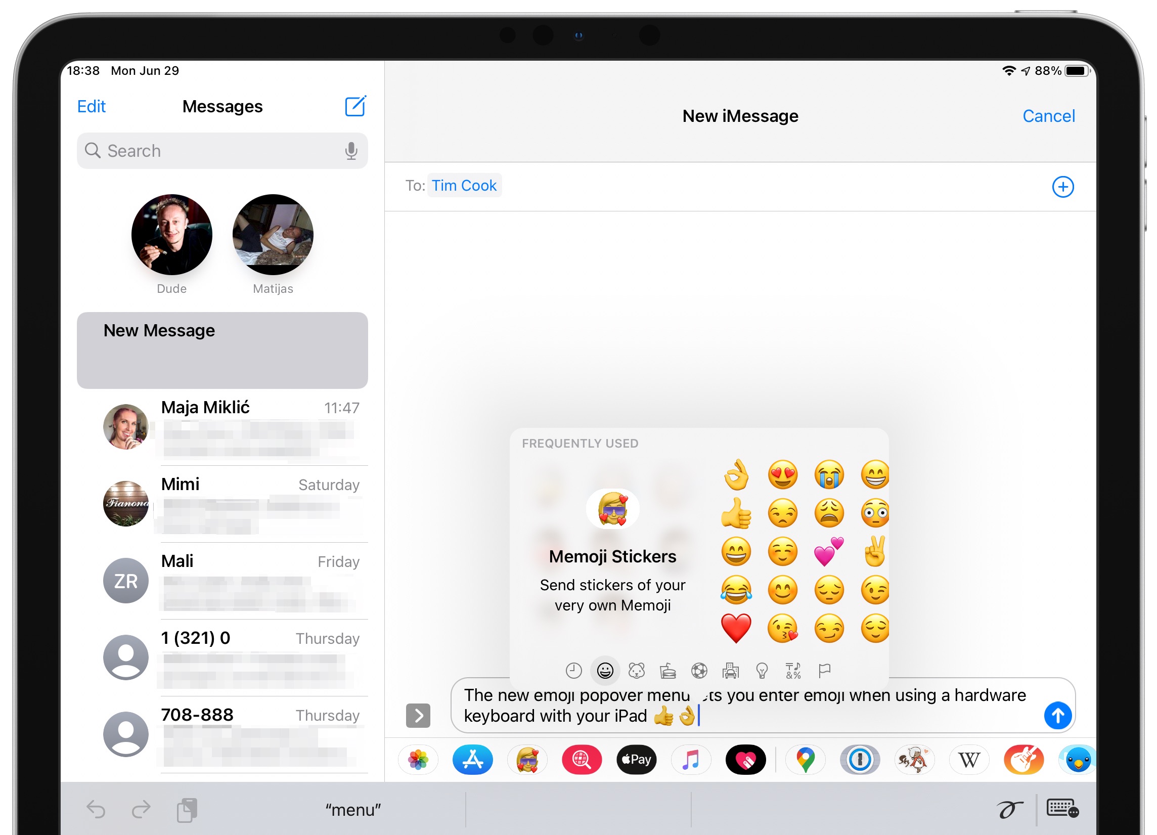 iPhone emoji search - Emoji popover on iPad example screenshot 1