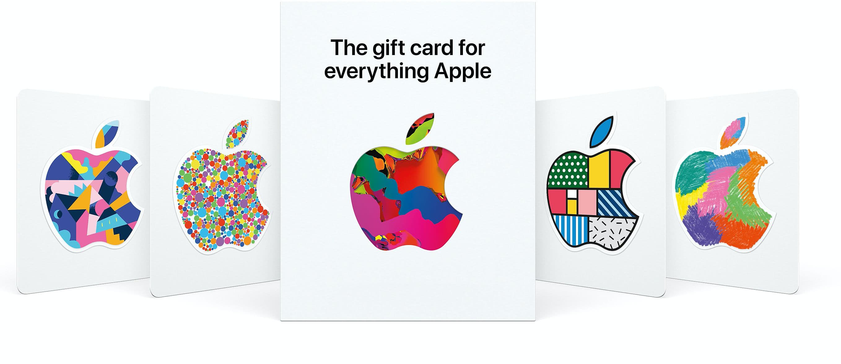 Marketing image showing off the various Apple gift cards