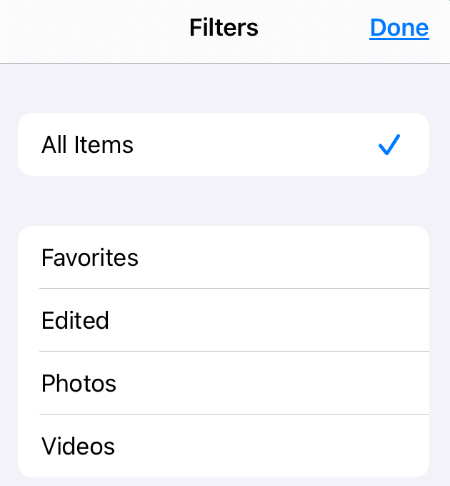Types de filtres Photos iPad
