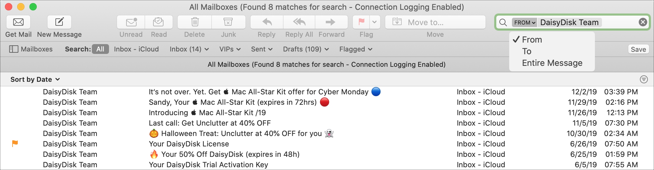 Mail Search Filters From To Entire