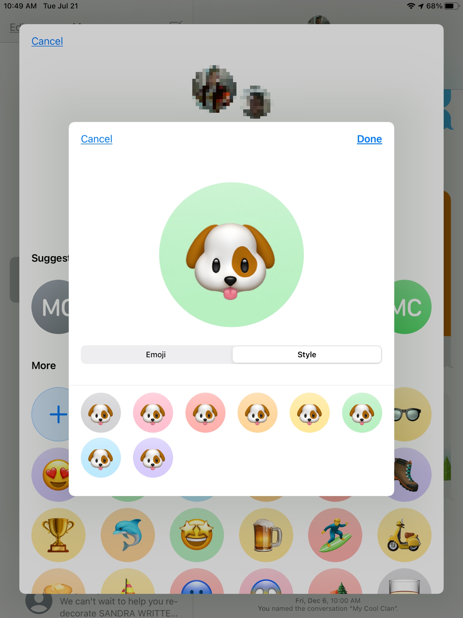 Messages Add Emoji Style iPad