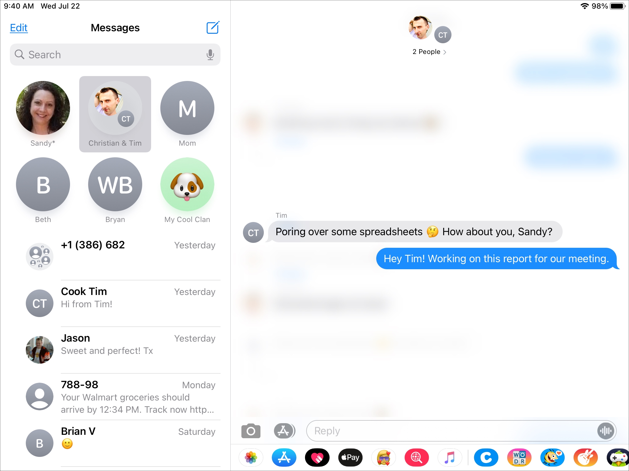 Messages Inline Reply Thread on iPad