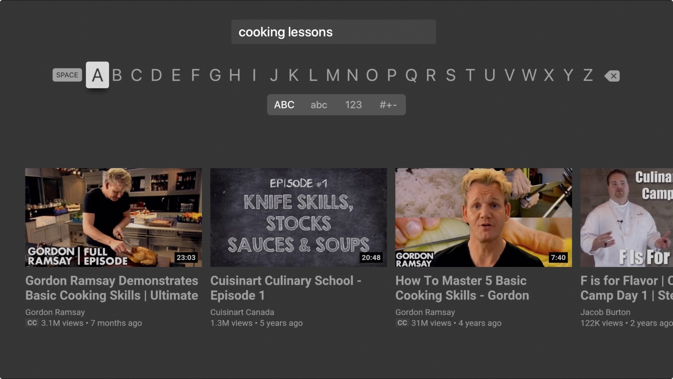 Search YouTube Cooking Siri on Apple TV