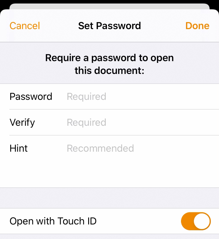 Set Password Use Hint Touch ID iPhone