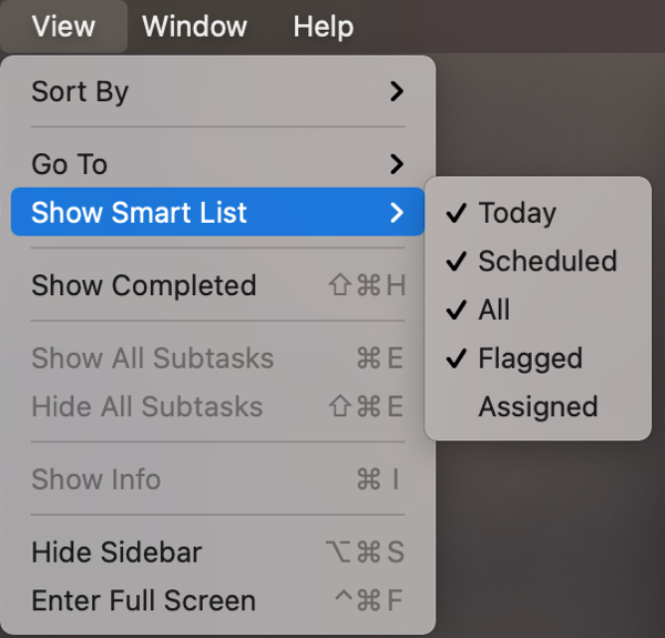 View Show Smart List in Reminders on Mac
