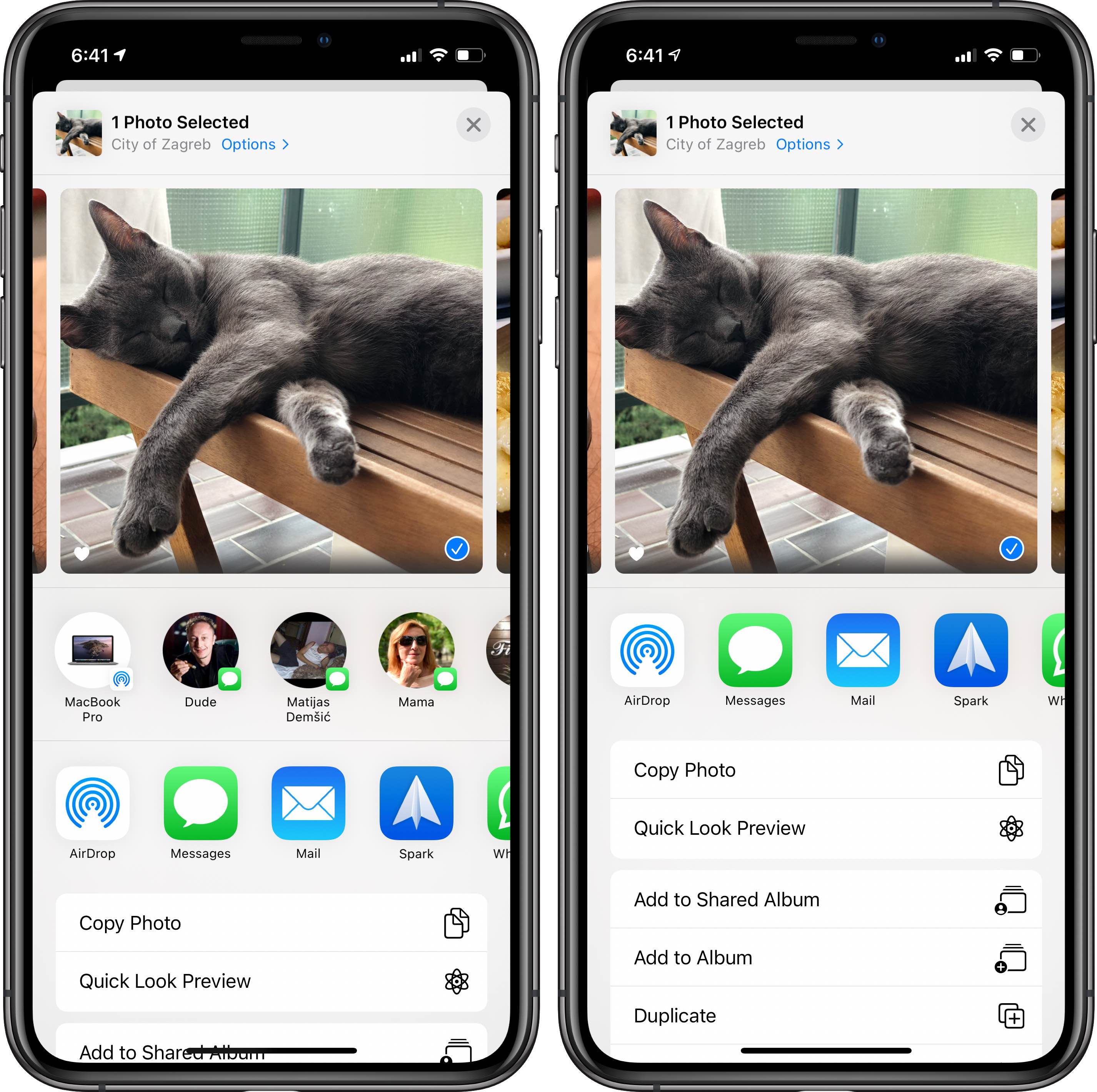 iOS 14 share sheet suggested contacts enabled and disabled iPhone 001