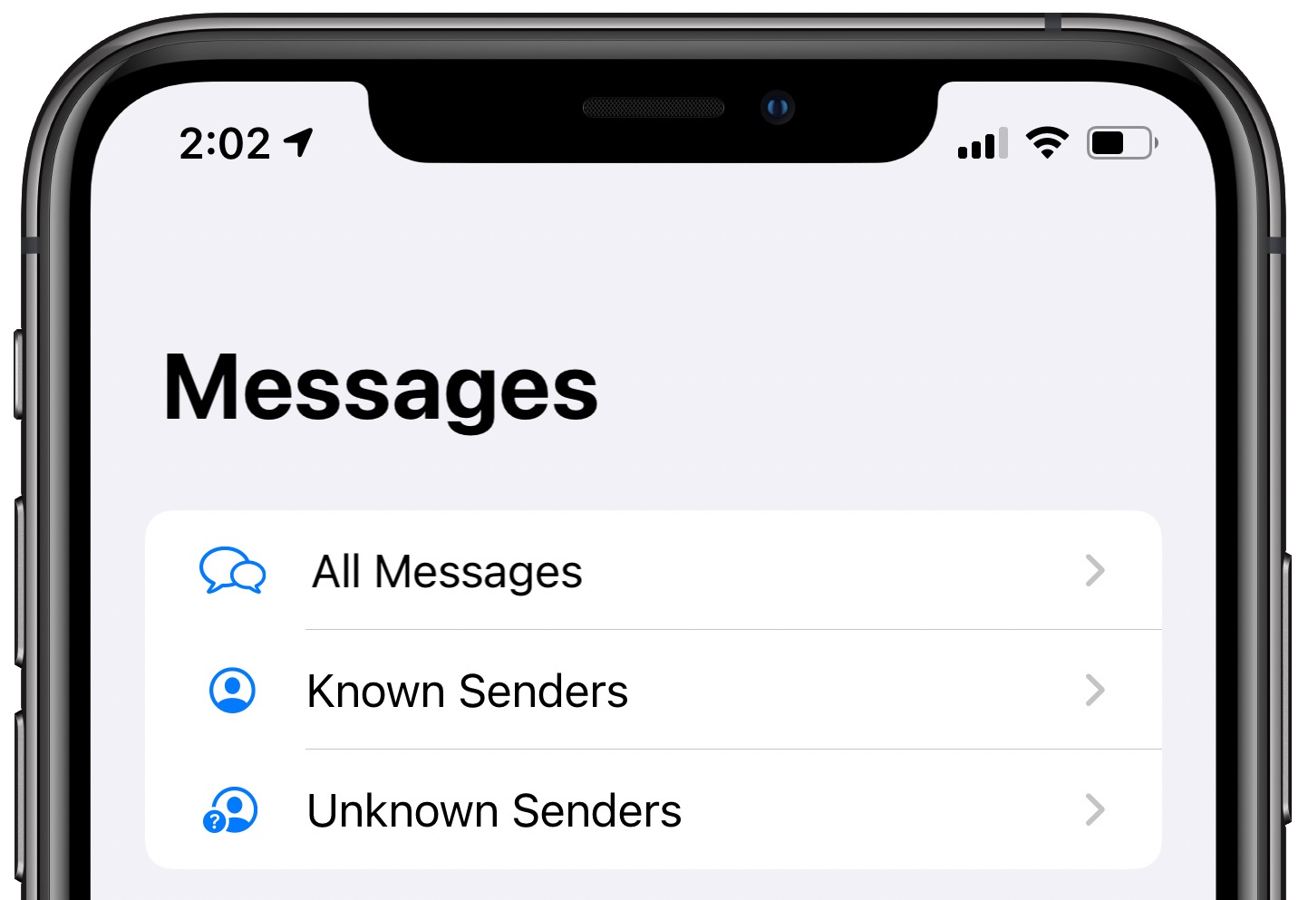 iOS 14 Messages filtering