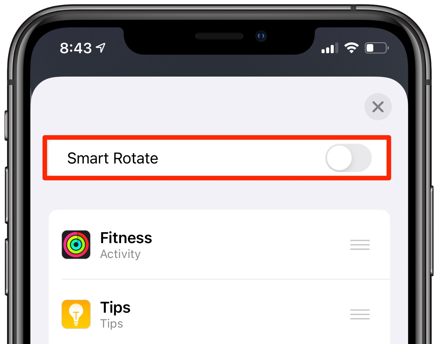 create widget stacks iPhone Home screen - Smart Rotate disabled 
