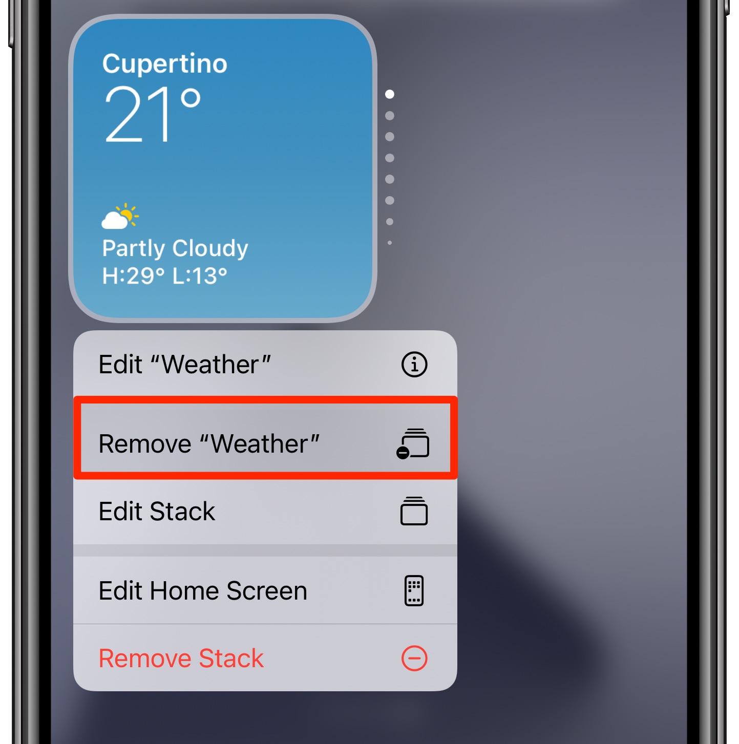 Smart Stack widgets on iPhone - Remove a widget from the smart stack