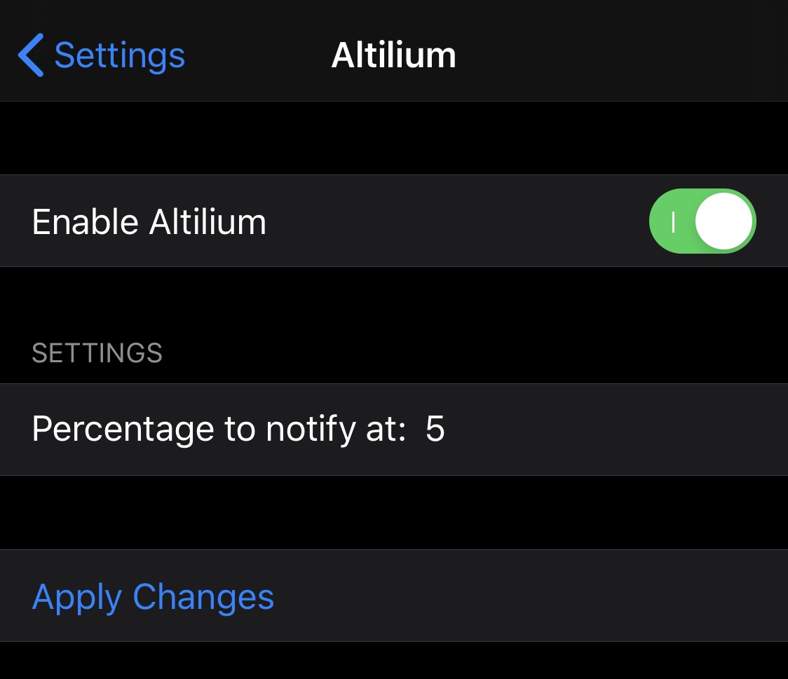 Altilium alerts you of low a third time at a percentage you choose