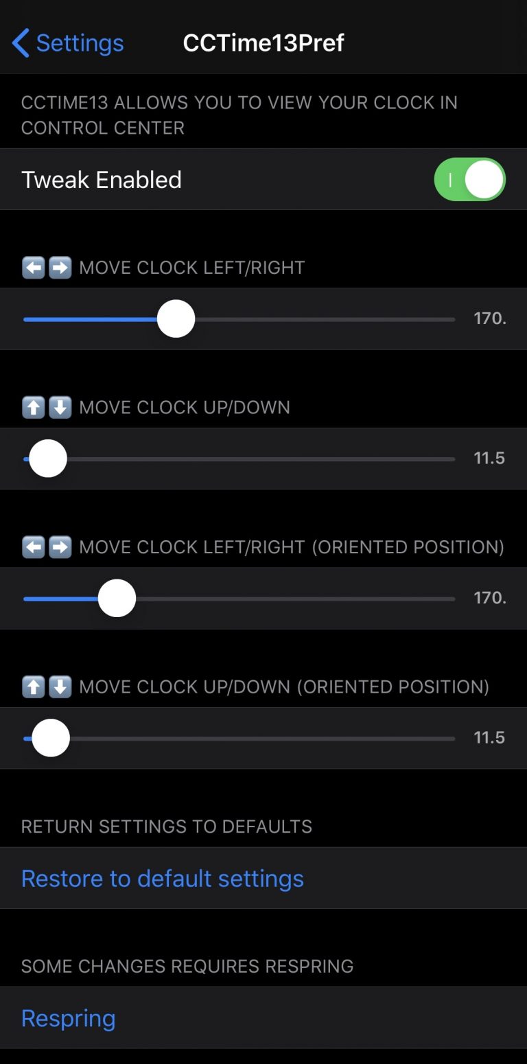 CCTime13 adds a time indicator to the Status Bar in Control Center