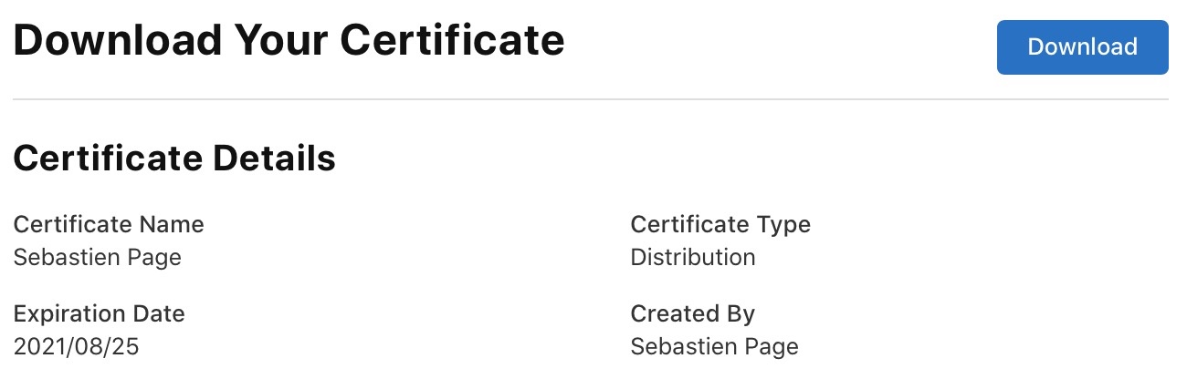 Download distribution certificate