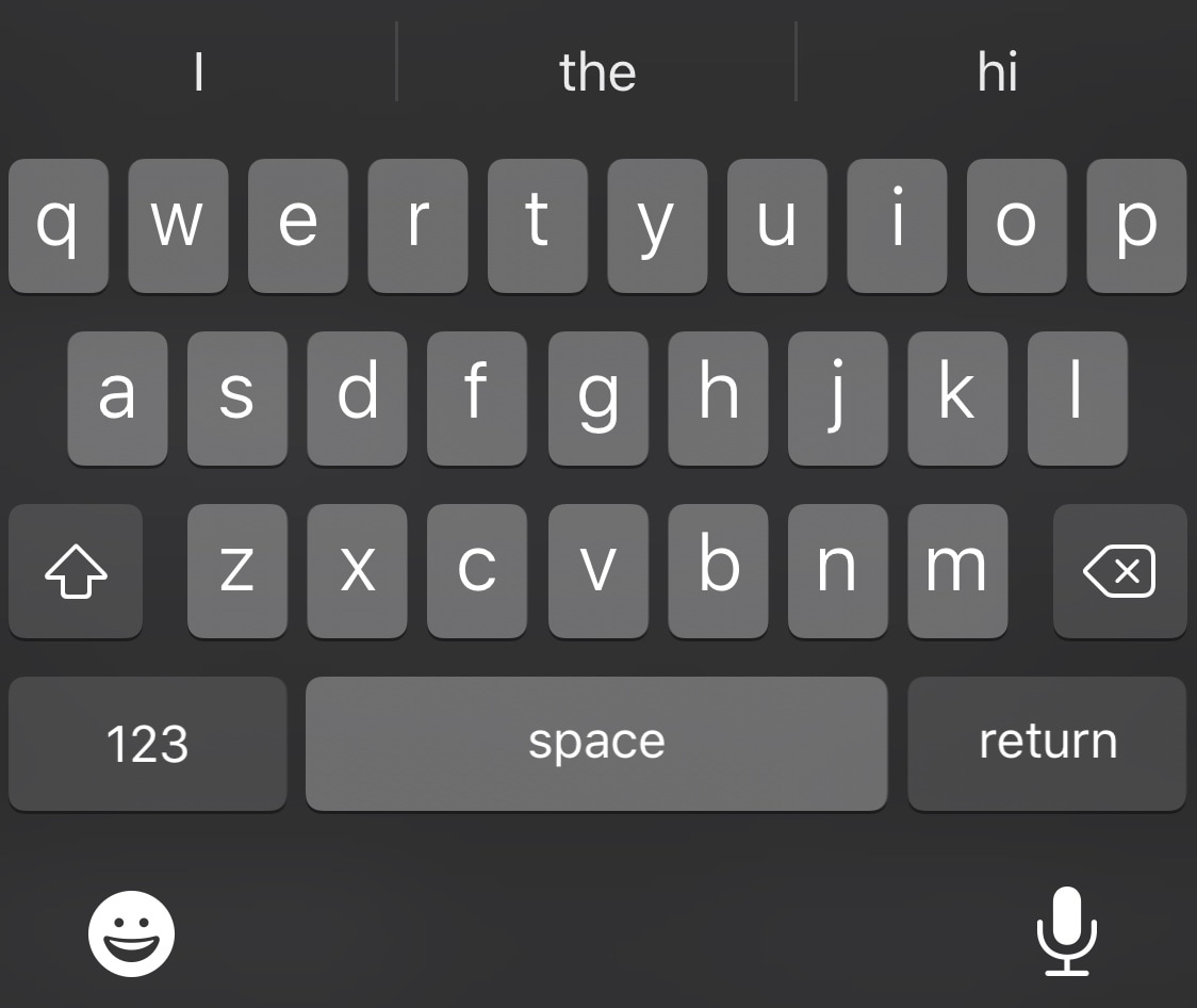 The standard iOS keyboard interface.