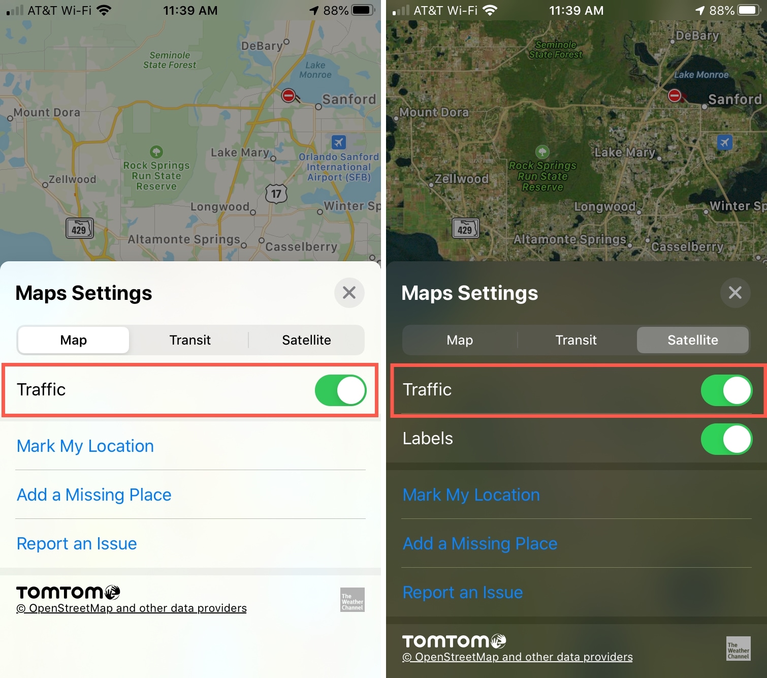 Show Traffic in Apple Maps on iPhone