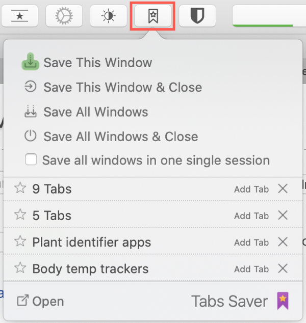 Tabs Saver Extension for Safari