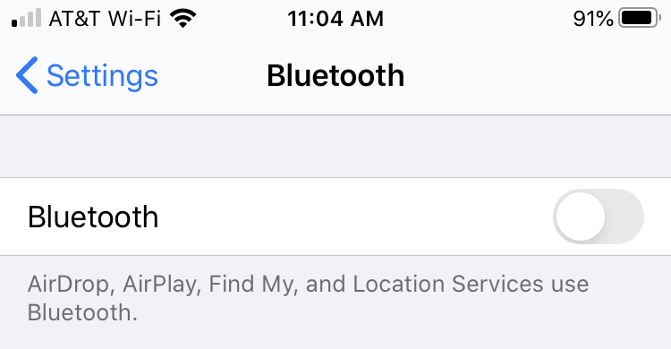 Turn off Bluetooth iPhone