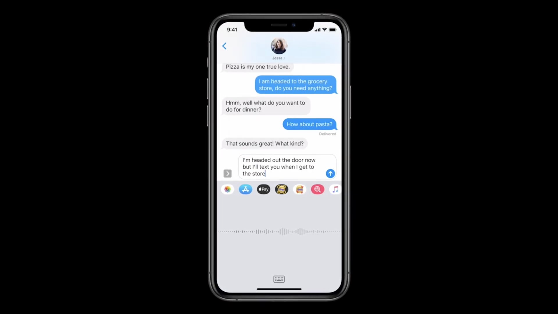 iOS 14 Messages - enhanced keyboard dictation