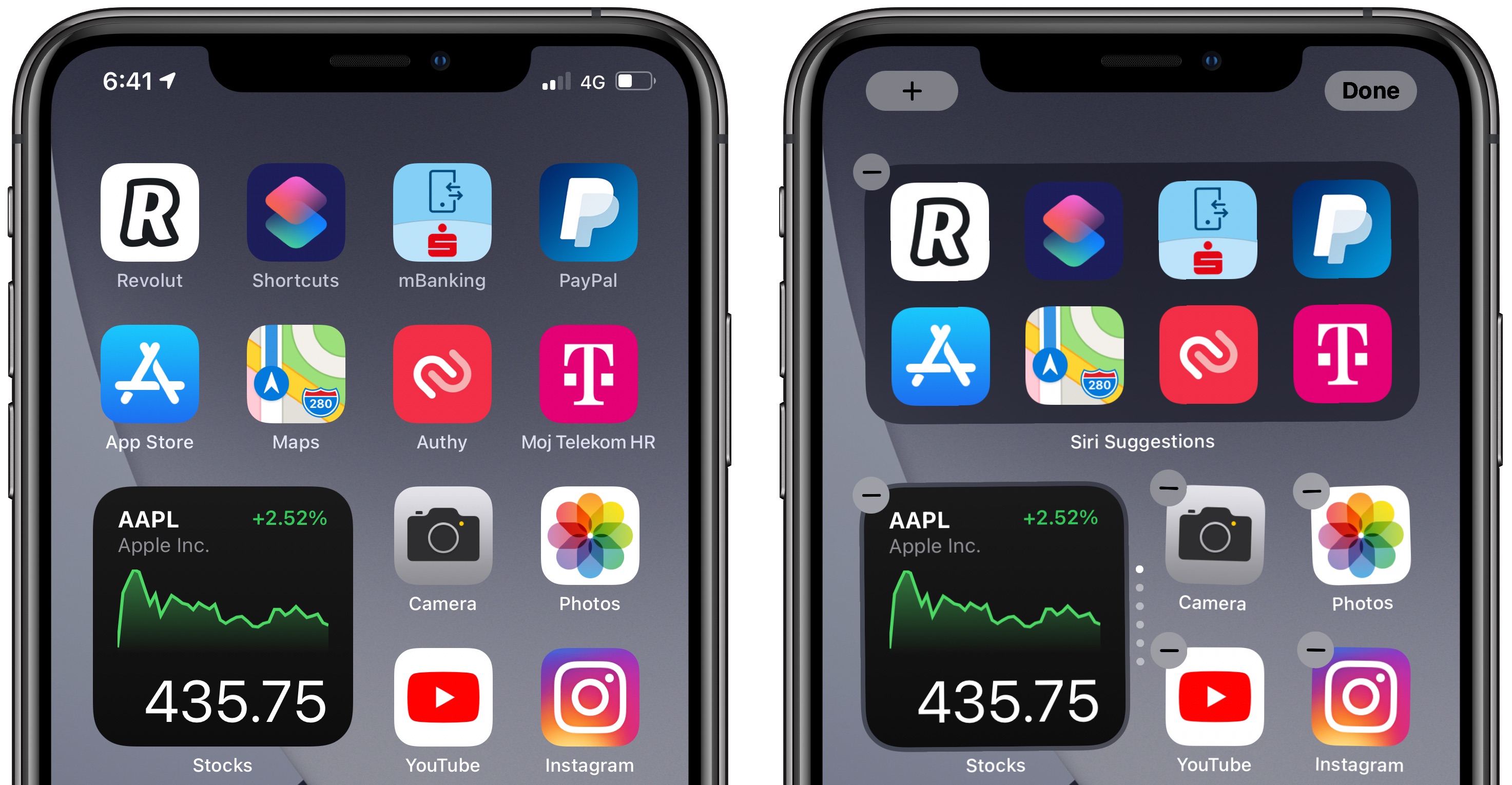 Siri Suggestions widget - an example of suggested apps on the Home screen