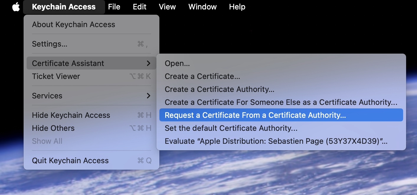 Request a certificate from an authority