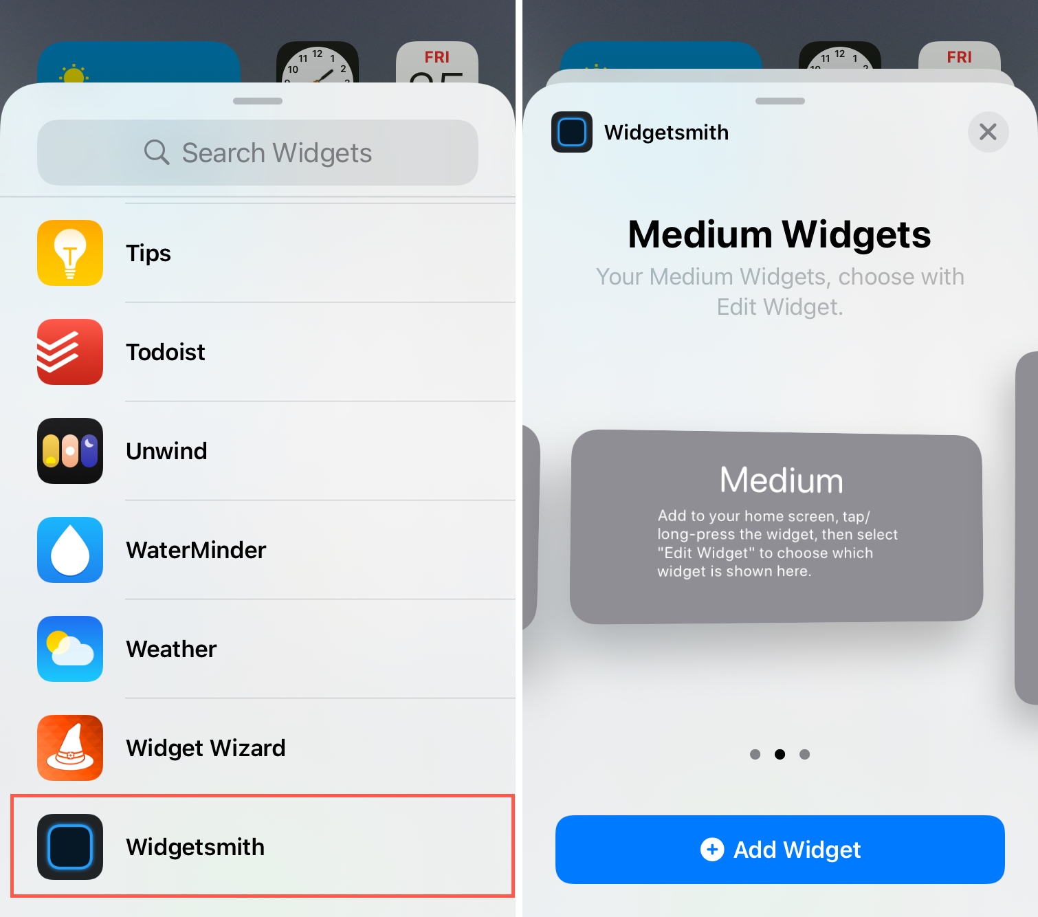Add Widgetsmith widget on iPhone
