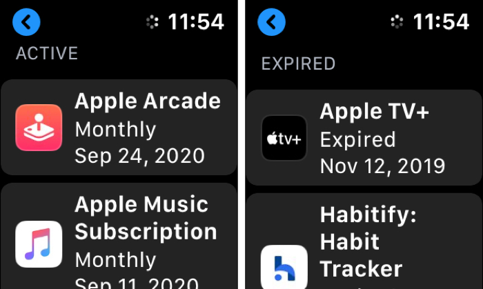Apple Watch App Store Subscriptions