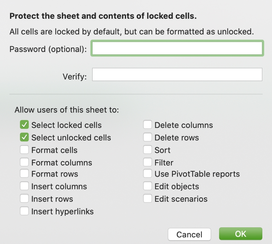 Excel Mac Protect Sheet