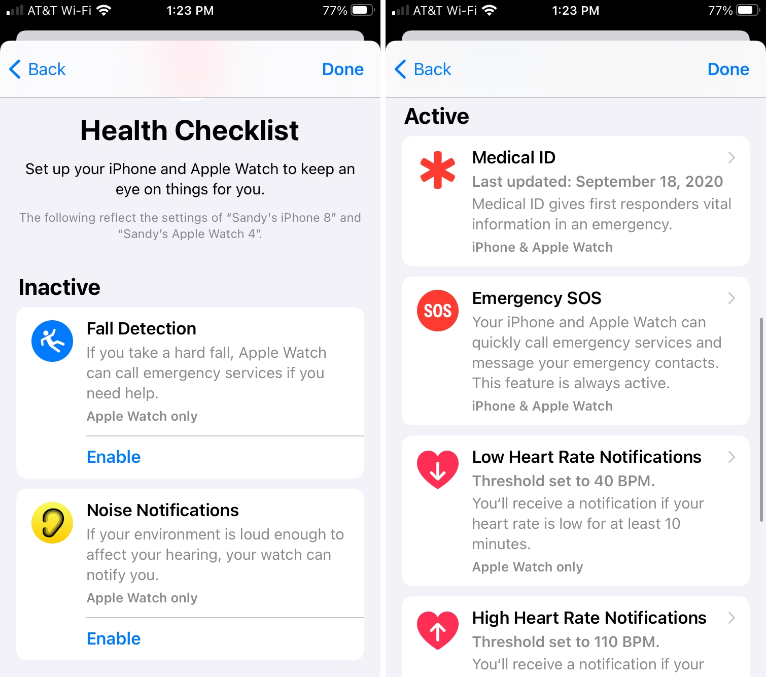 Health Checklist on iPhone