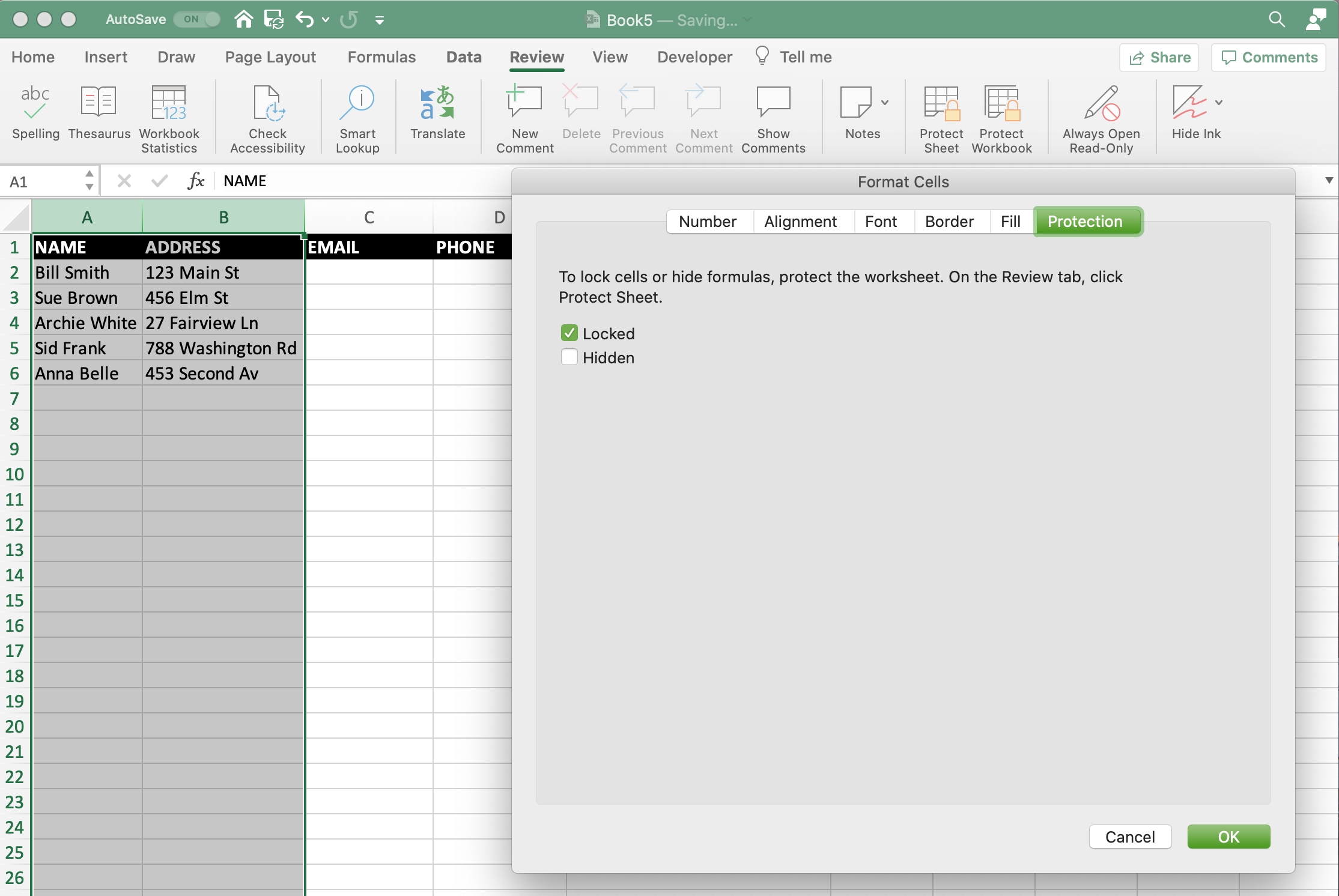How to Lock Cells in Excel on Mac
