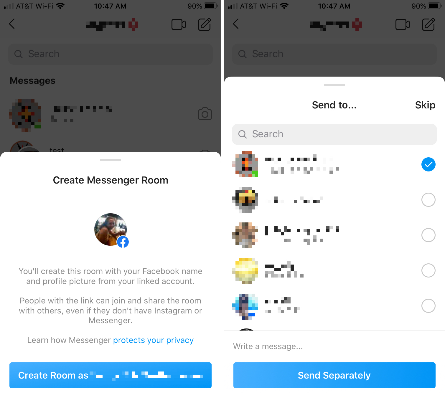 Instagram Create Messenger Room