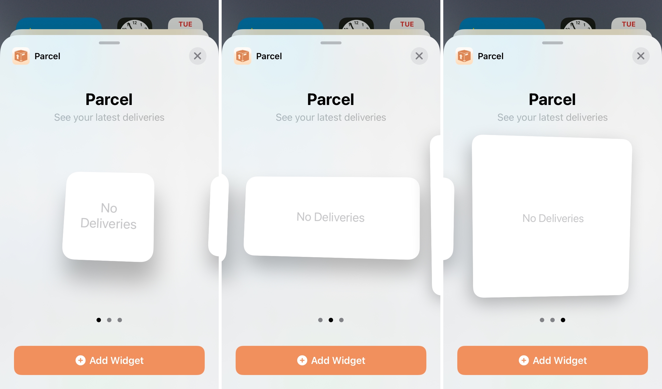 Parcel Home Screen Widgets for iPhone