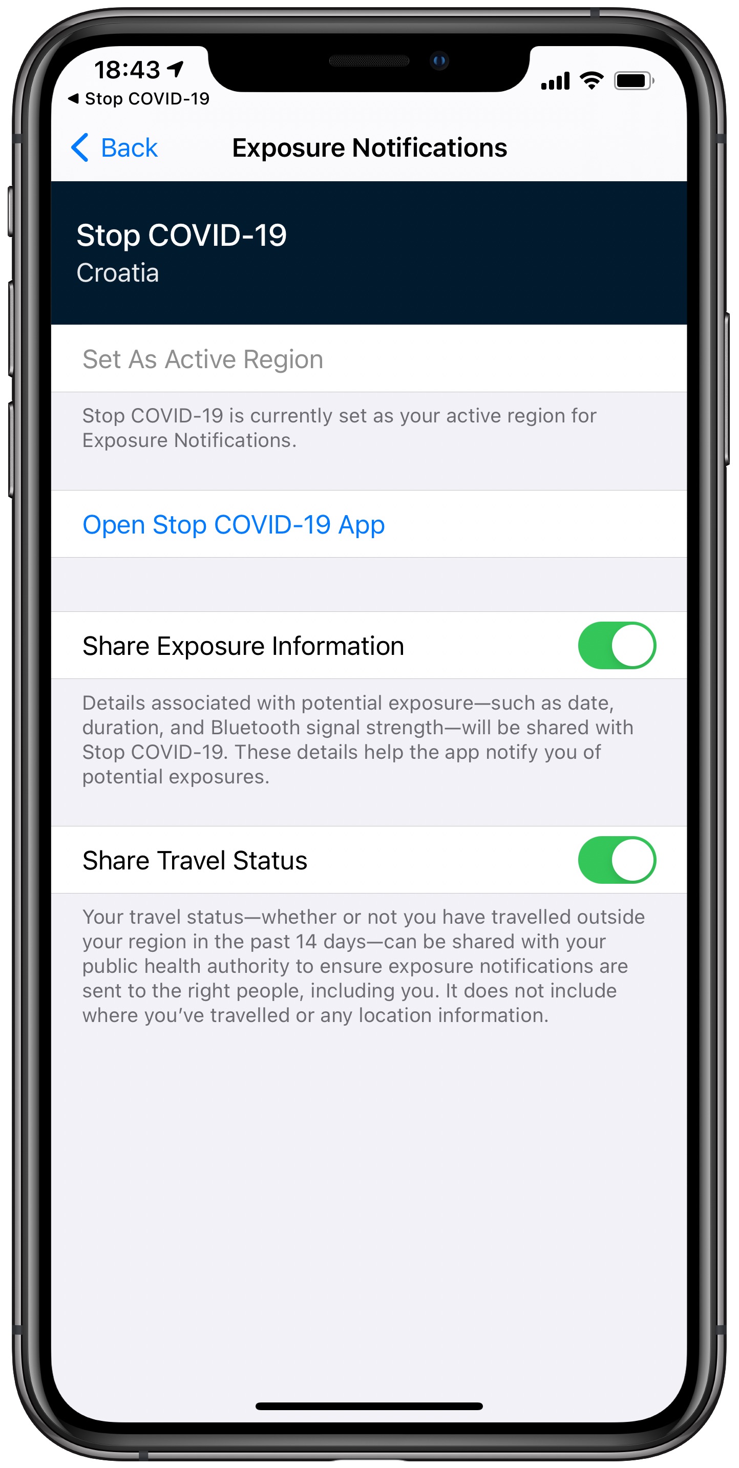 COVID-19 contact tracing iPhone: Sop COVID-19 app for Croatia