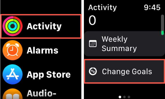 Activity Apple Watch Change Goals