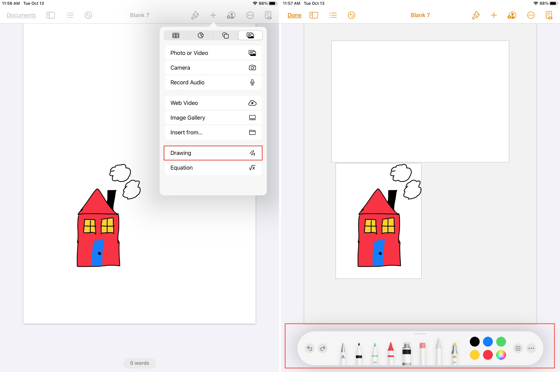 Add Drawing With Finger in Pages on iPad